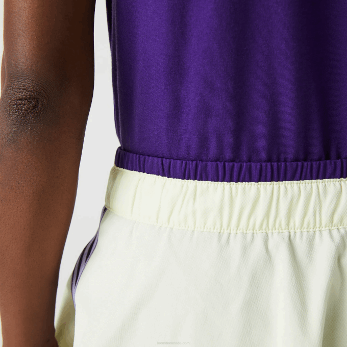 Women Lacoste V0ZN2592 Yellow Purple 4XK SPORT Built-In Short Tennis Skirt - Image 7