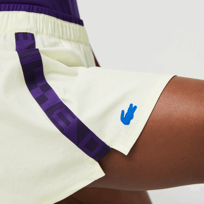 Women Lacoste V0ZN2592 Yellow Purple 4XK SPORT Built-In Short Tennis Skirt - Image 8