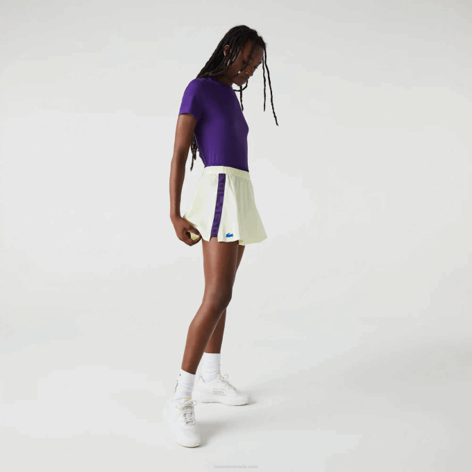 Women Lacoste V0ZN2592 Yellow Purple 4XK SPORT Built-In Short Tennis Skirt - Image 1