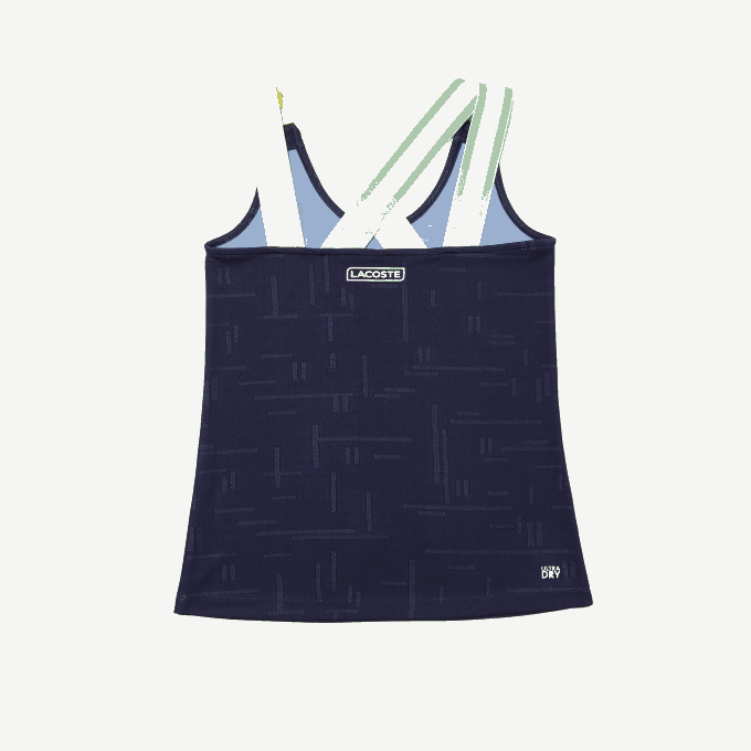 Women Lacoste V0ZN2594 Navy Blue White 2HC SPORT Close-Fitting Tank Top - Image 2