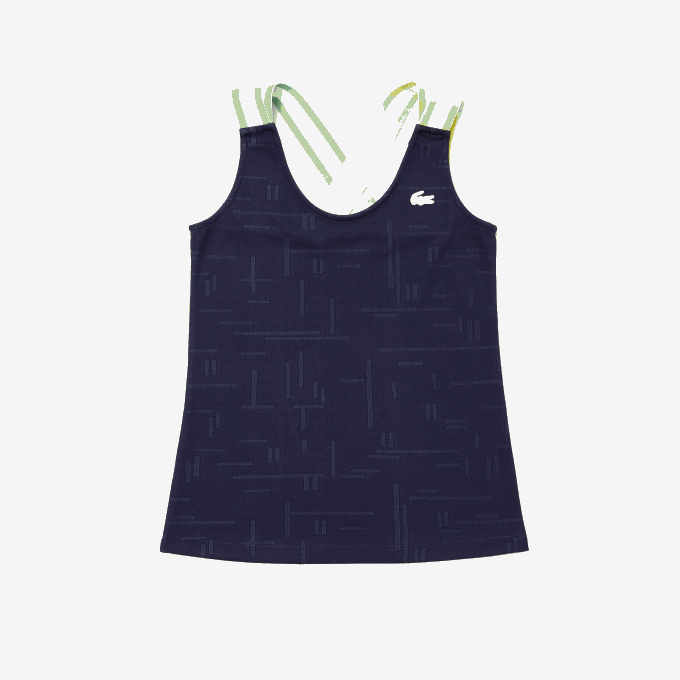 Women Lacoste V0ZN2594 Navy Blue White 2HC SPORT Close-Fitting Tank Top - Image 1