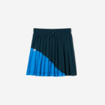 Women Lacoste V0ZN2595 Blue LUH Color-Block Nylon Pleated Skirt - Image 4