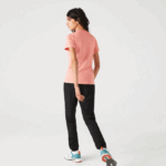 Women Lacoste V0ZN2596 Pink White Green QZC SPORT Breathable Houndstooth Patterned T-shirt - Image 3