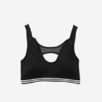 Women Lacoste V0ZN2598 Black White Black 6KJ SPORT Contrast Accents Sports Bra - Image 4