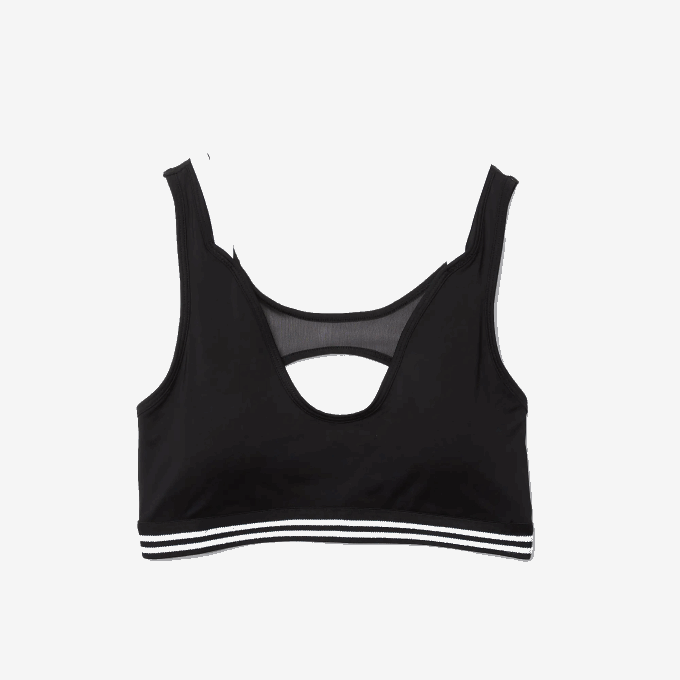 Women Lacoste V0ZN2598 Black White Black 6KJ SPORT Contrast Accents Sports Bra - Image 4