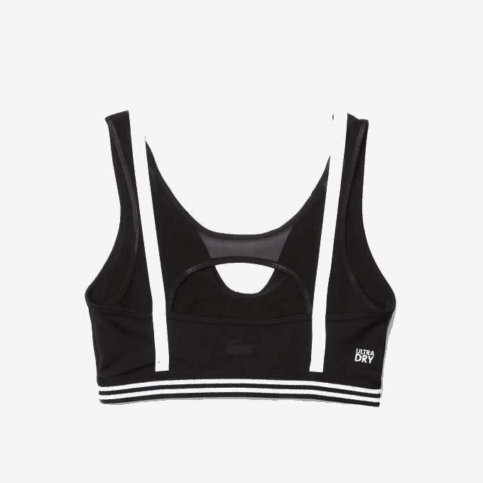 Women Lacoste V0ZN2598 Black White Black 6KJ SPORT Contrast Accents Sports Bra - Image 5