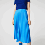Women Lacoste V0ZN2600 Blue PTV Elasticized Waist Flowing Pleated Skirt - Image 2