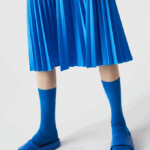Women Lacoste V0ZN2600 Blue PTV Elasticized Waist Flowing Pleated Skirt - Image 5