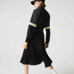 Women Lacoste V0ZN2601 Black 031 Elasticized Waist Flowing Pleated Skirt - Image 3