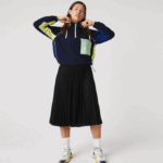 Women Lacoste V0ZN2601 Black 031 Elasticized Waist Flowing Pleated Skirt - Image 5