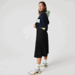 Women Lacoste V0ZN2601 Black 031 Elasticized Waist Flowing Pleated Skirt - Image 6