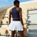 Women Lacoste V0ZN2602 White Navy Blue 522 SPORT Roland Garros Built-In Shorts Skirt - Image 3