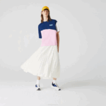 Women Lacoste V0ZN2603 White 70V Branded Elasticised Pleated Skirt