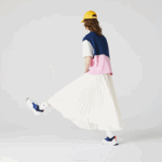 Women Lacoste V0ZN2603 White 70V Branded Elasticised Pleated Skirt - Image 3