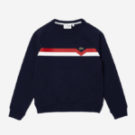 Women Lacoste V0ZN2607 Navy Blue White Red TRE Made in France Colorblock Organic Cotton Sweater - Image 5