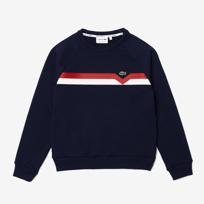 Women Lacoste V0ZN2607 Navy Blue White Red TRE Made in France Colorblock Organic Cotton Sweater - Image 5