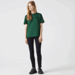 Women Lacoste V0ZN2608 Green 132 Loose Fit Organic Cotton T-Shirt - Image 2