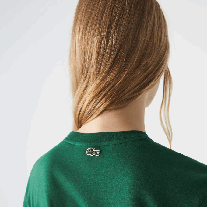 Women Lacoste V0ZN2608 Green 132 Loose Fit Organic Cotton T-Shirt - Image 7
