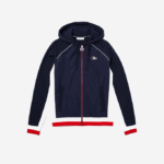 Women Lacoste V0ZN2610 Navy Blue White Red LAW SPORT French Sporting Spirit Edition Fleece Zip Jacket - Image 5