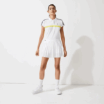 Women Lacoste V0ZN2612 White Z92 SPORT Tennis Technical Mesh Pleated Skirt - Image 2