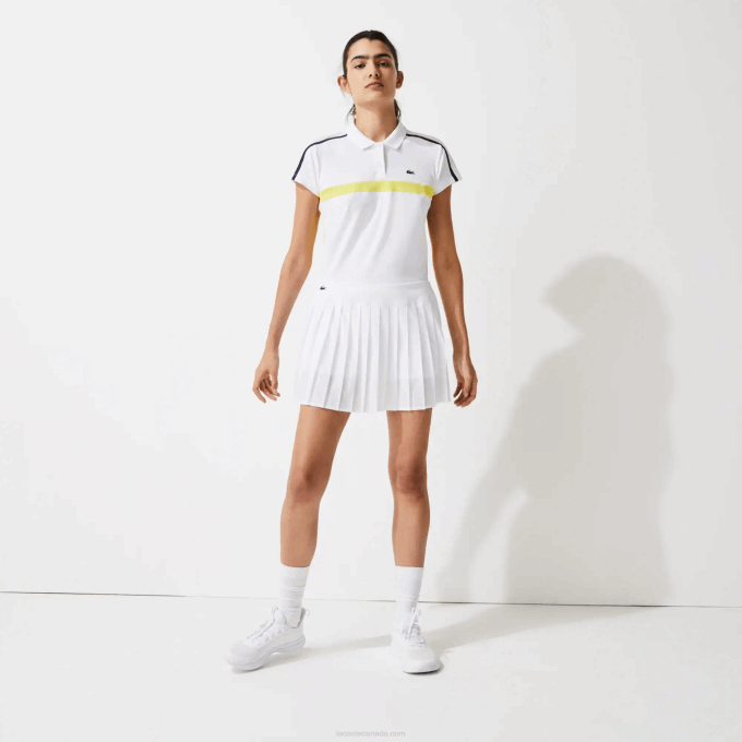 Women Lacoste V0ZN2612 White Z92 SPORT Tennis Technical Mesh Pleated Skirt - Image 2