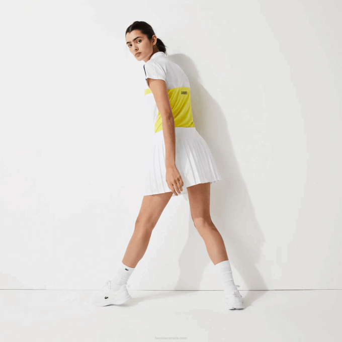 Women Lacoste V0ZN2612 White Z92 SPORT Tennis Technical Mesh Pleated Skirt - Image 3