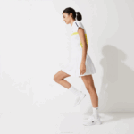Women Lacoste V0ZN2612 White Z92 SPORT Tennis Technical Mesh Pleated Skirt - Image 4
