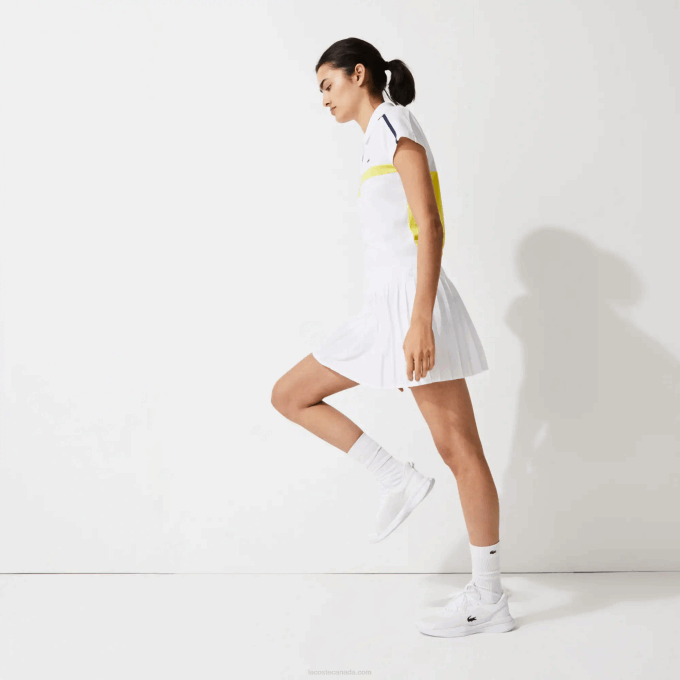 Women Lacoste V0ZN2612 White Z92 SPORT Tennis Technical Mesh Pleated Skirt - Image 4