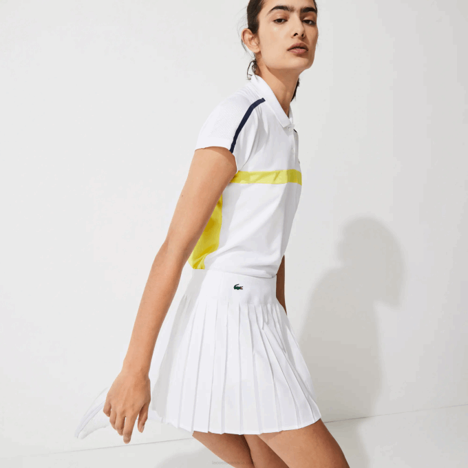 Women Lacoste V0ZN2612 White Z92 SPORT Tennis Technical Mesh Pleated Skirt - Image 1