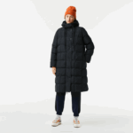 Women Lacoste V0ZN2613 Black 031 Water-Repellent Reversible Long Jacket
