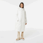 Women Lacoste V0ZN2614 White 70V Water-Repellent Reversible Long Jacket - Image 4