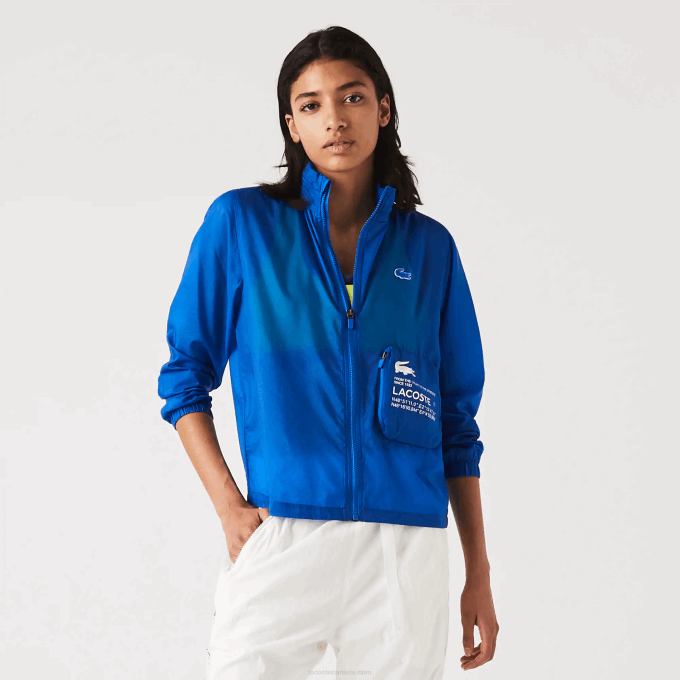 Women Lacoste V0ZN2618 Blue K1Q SPORT Packable Water-Repellent Jacket - Image 1