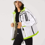 Women Lacoste V0ZN2621 White Yellow UG5 Nylon Windbreaker - Image 2