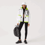 Women Lacoste V0ZN2621 White Yellow UG5 Nylon Windbreaker