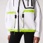 Women Lacoste V0ZN2621 White Yellow UG5 Nylon Windbreaker - Image 7