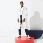 Women Lacoste V0ZN2622 White Navy Blue Red A10 SPORT French Sporting Spirit Edition Foldable Raincoat - Image 2