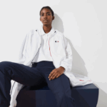 Women Lacoste V0ZN2622 White Navy Blue Red A10 SPORT French Sporting Spirit Edition Foldable Raincoat
