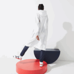 Women Lacoste V0ZN2622 White Navy Blue Red A10 SPORT French Sporting Spirit Edition Foldable Raincoat - Image 3