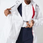 Women Lacoste V0ZN2622 White Navy Blue Red A10 SPORT French Sporting Spirit Edition Foldable Raincoat - Image 7