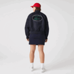 Women Lacoste V0ZN2623 Navy Blue HDE Quilted Nylon Bomber Jacket - Image 3