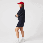 Women Lacoste V0ZN2623 Navy Blue HDE Quilted Nylon Bomber Jacket - Image 4