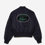 Women Lacoste V0ZN2623 Navy Blue HDE Quilted Nylon Bomber Jacket - Image 7