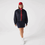 Women Lacoste V0ZN2623 Navy Blue HDE Quilted Nylon Bomber Jacket - Image 10