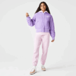 Women Lacoste V0ZN2624 Purple GFU Quilted Nylon Bomber Jacket