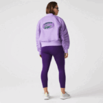 Women Lacoste V0ZN2624 Purple GFU Quilted Nylon Bomber Jacket - Image 3