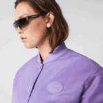 Women Lacoste V0ZN2624 Purple GFU Quilted Nylon Bomber Jacket - Image 4