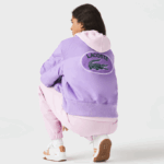 Women Lacoste V0ZN2624 Purple GFU Quilted Nylon Bomber Jacket - Image 5