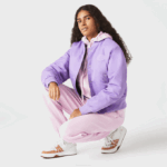 Women Lacoste V0ZN2624 Purple GFU Quilted Nylon Bomber Jacket - Image 6