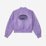 Women Lacoste V0ZN2624 Purple GFU Quilted Nylon Bomber Jacket - Image 8