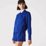 Women Lacoste V0ZN2625 Blue BDM Two-Ply Stretch Teddy Jacket